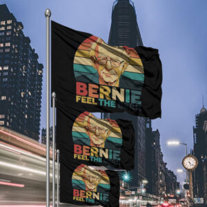 Retro Vintage Bernie Feel The Bern Fight Oligarchy Anti Trump Flag