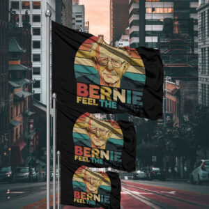 Retro Vintage Bernie Feel The Bern Fight Oligarchy Anti Trump Flag